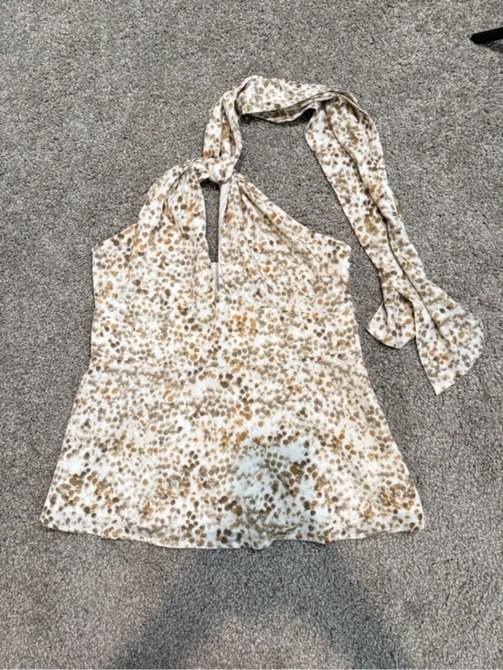 Banana Republic Women’s Halter Tie-Neck Top in Cream and Brown Spot size 8